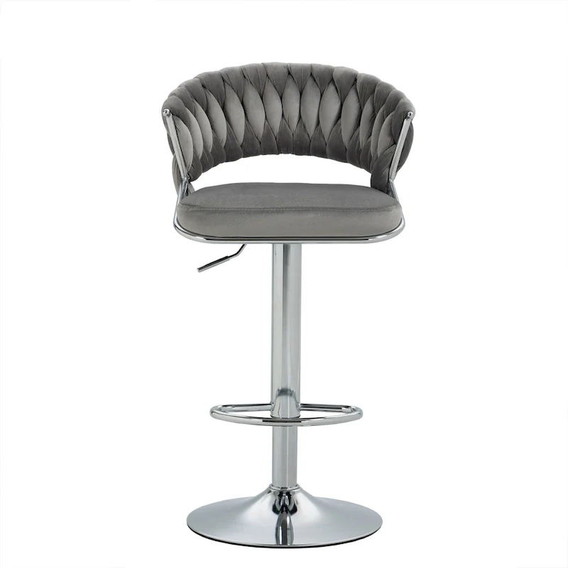 Set of 2 Bar Stool Adjustable Height with Swivel Seat