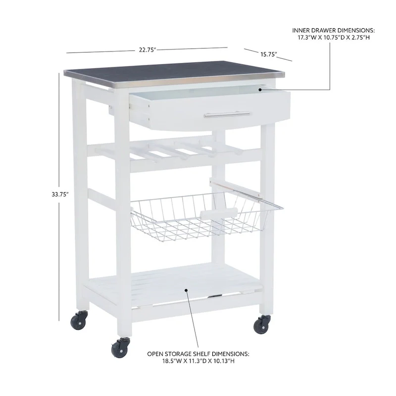 Jake Compact Mobile Rolling Kitchen Cart