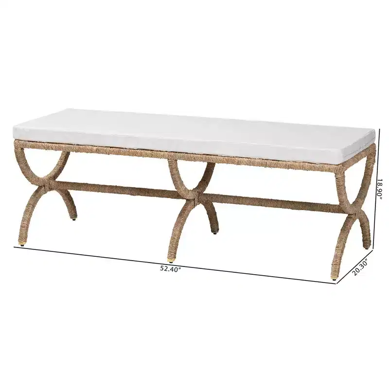 bali & pari Maliyah Natural Seagrass Accent Bench Natural Brown