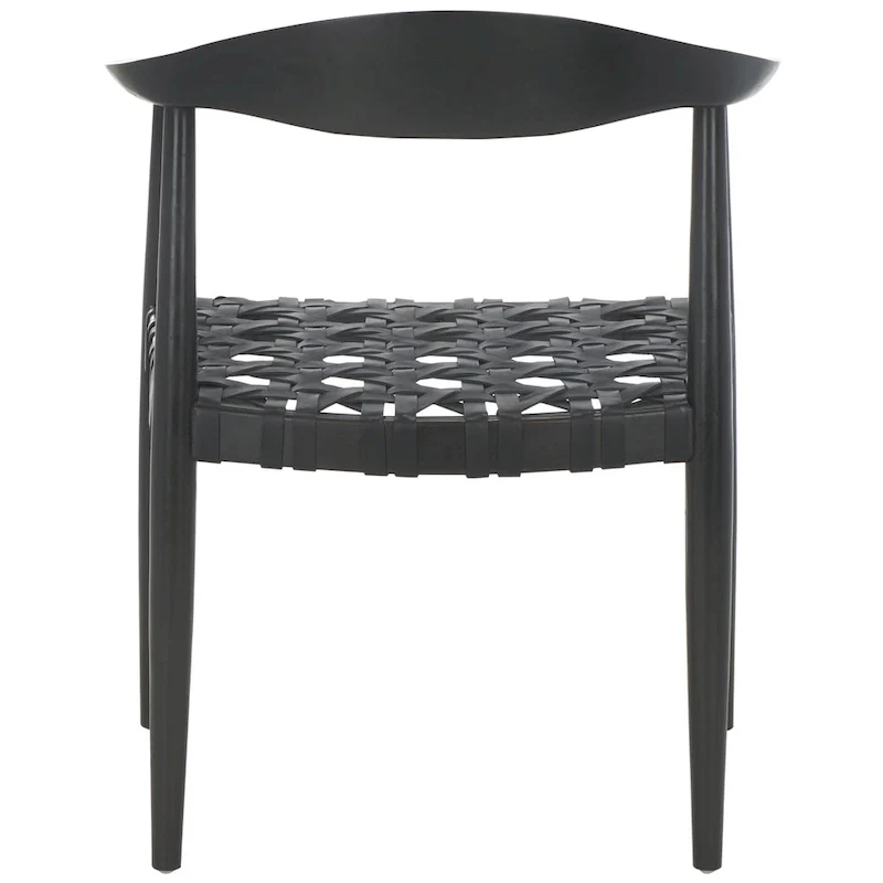 SAFAVIEH Birtie Woven Leather & Solid Wood Accent Chair (Fully Assembled) - W25 x D22 x H22 - 25Wx22Dx22H