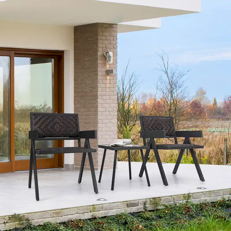 Costway 3 PCS Patio Wicker Chair Set, Rattan Furniture Set with Quick - See Details