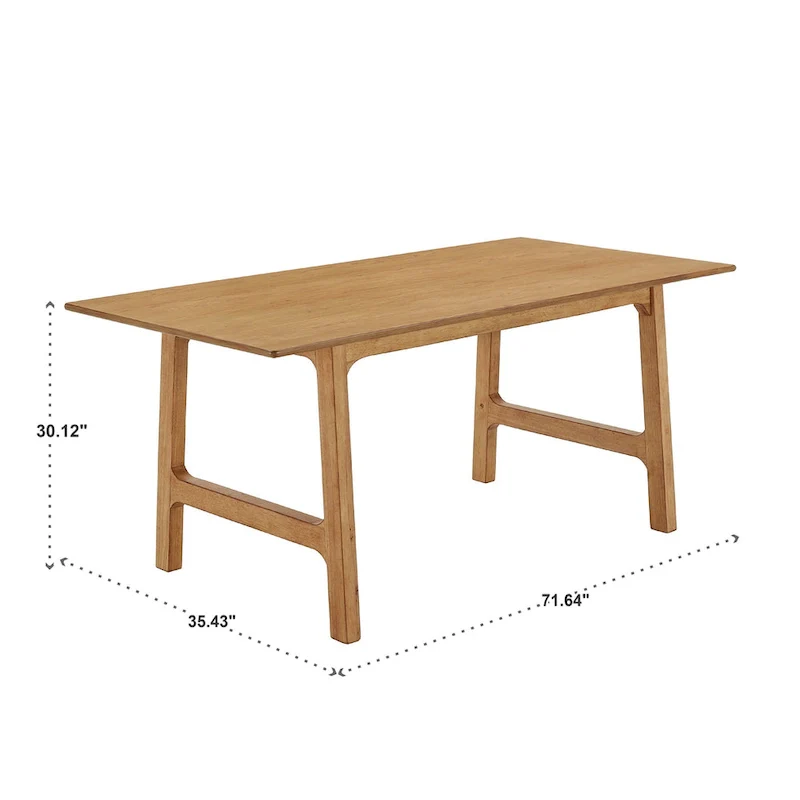Rubberwood Dining Table, 71.64 Inch, Walnut Finish