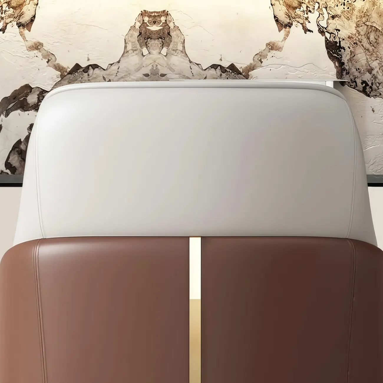 Modern Genuine Leather Sloped Arms Low Back Dining Chair