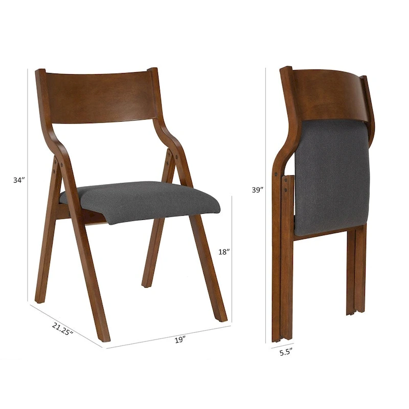 Upholstered Folding Dining Chair with Wood Legs (Set Of 2)