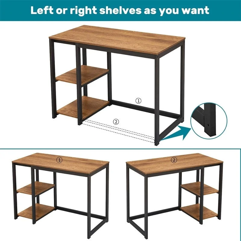 Computer Desk with 2-Tier Shelves - 40 Inch