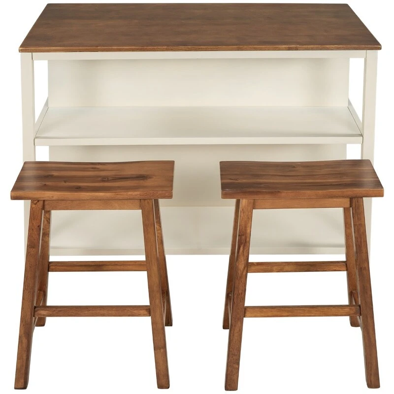 Rustic 3-Piece Solid Wood Kitchen Island Set  45