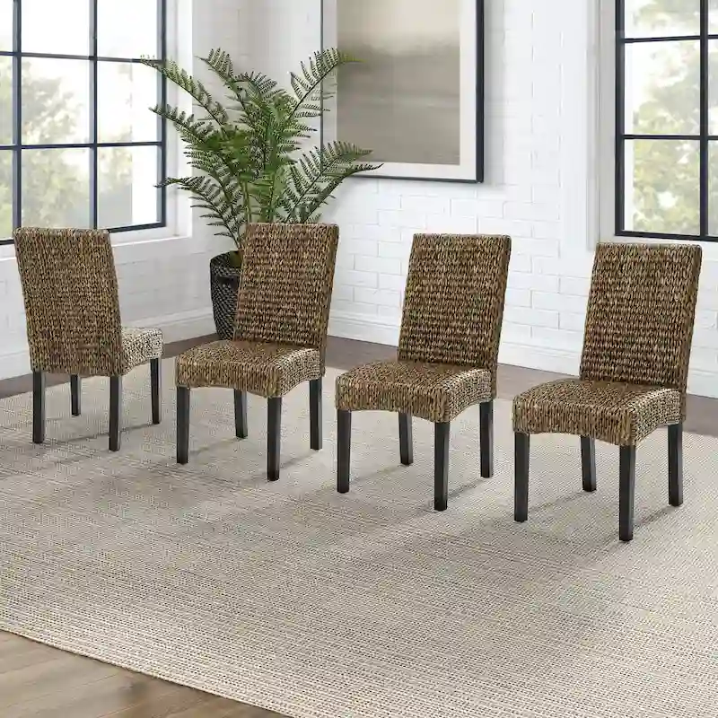Edgewater Water Hyacinth Seagrass/ Wood Dining Chair (Set of 4) - 24x18.75x37.38