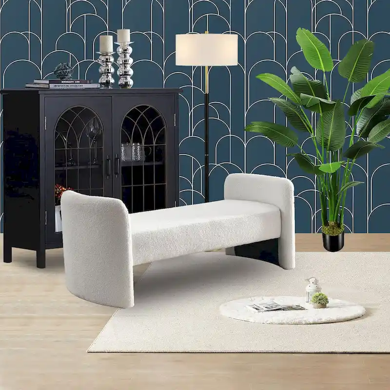 GDFStudio - Harper H-Frame Polyester Upholstered Bench with Modern Versatile Design