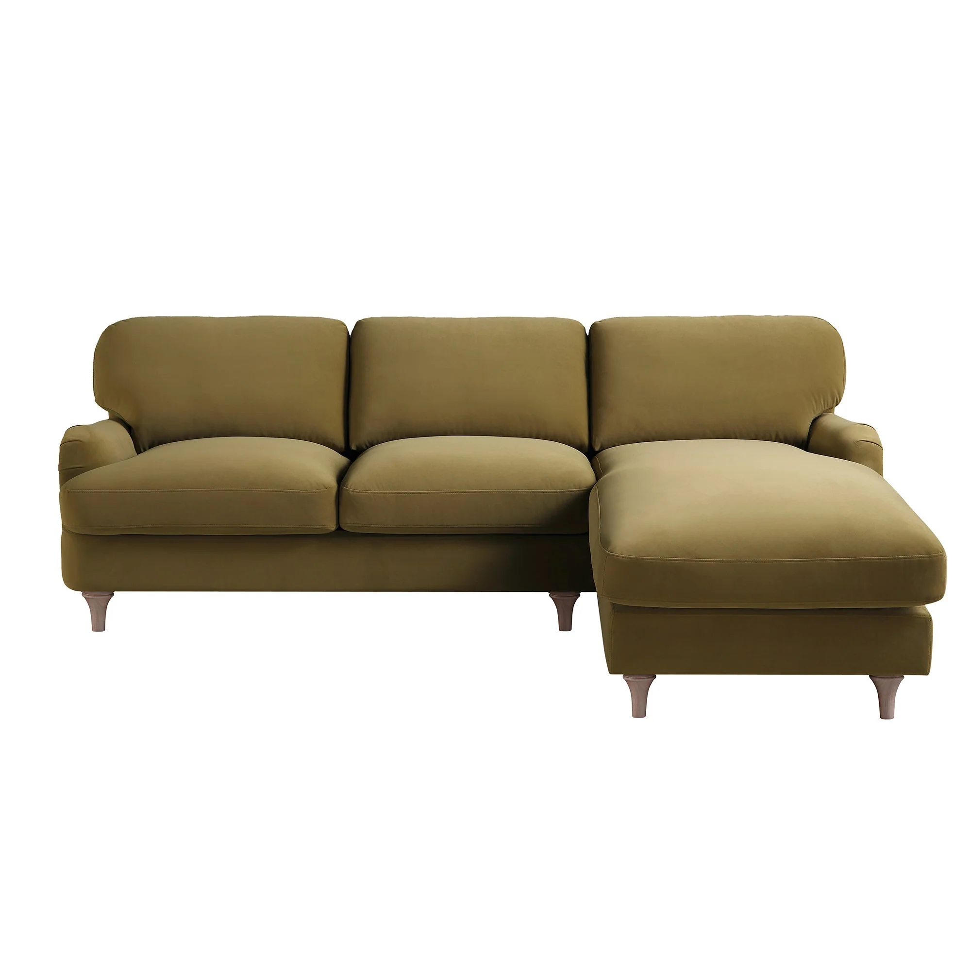 Fudge Velvet Sofa, Grande Chaise Sofa Right Hand Facing