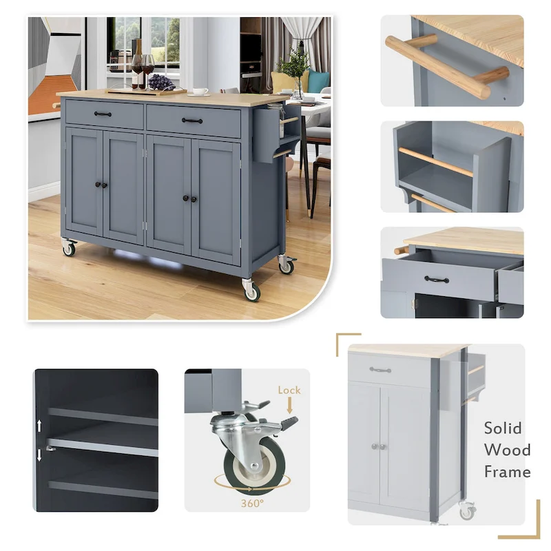 Homestyles Kitchen Island Finish with Wood Top Kitchen Cart