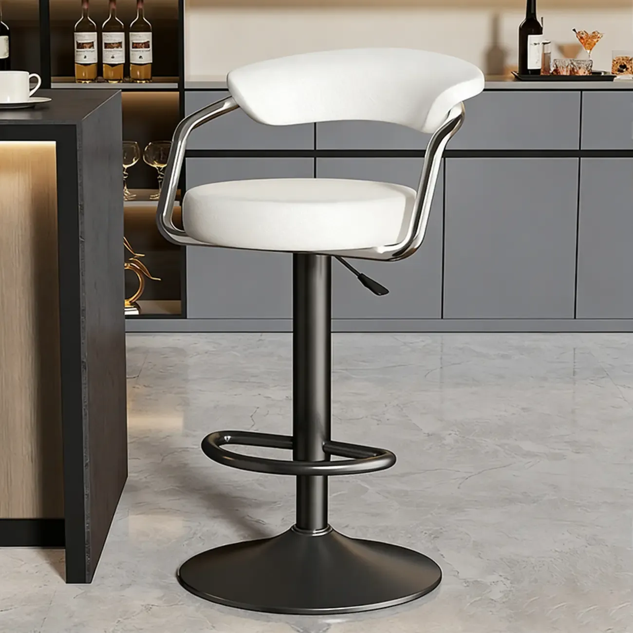 Adjustable Swivel Leather Modern Bar Stools Open Back