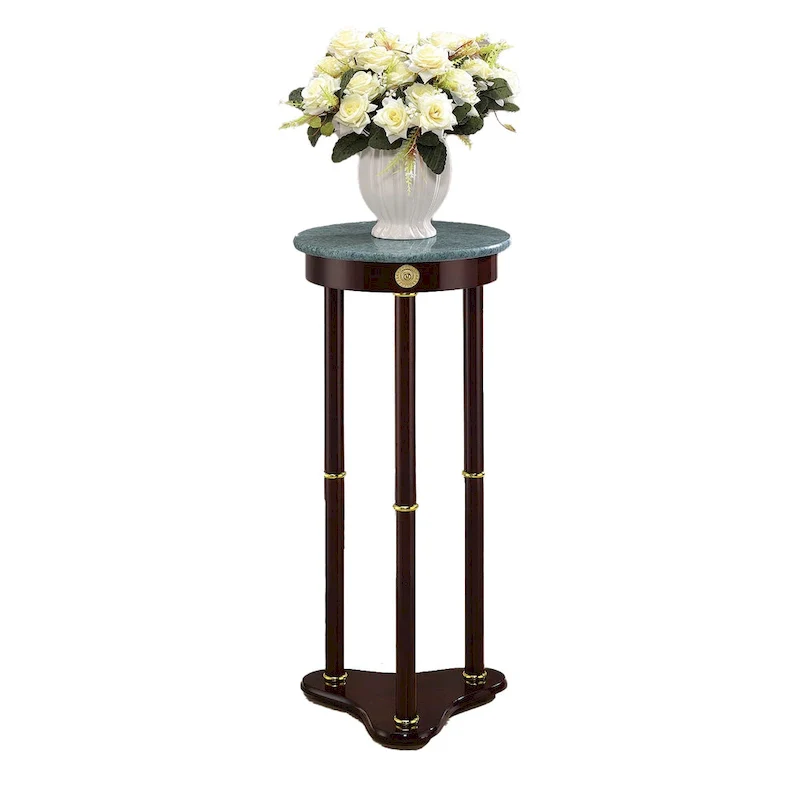 Round Marble Top Accent Table, Merlot