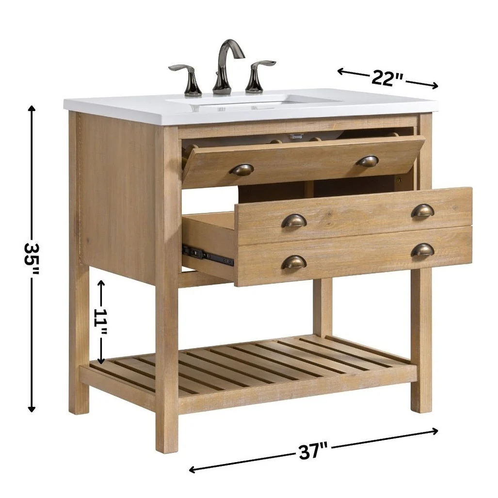 Monterey 37 Farmhouse Single Bathroom Vanity with Top