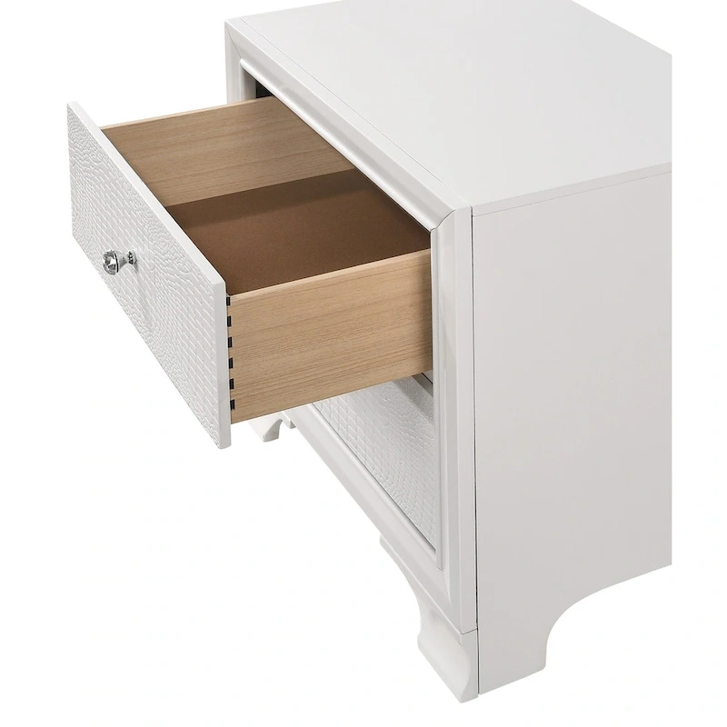 Kym 4 Piece Frost LED Faux Leather Upholstered Tufted Panel Bedroom Set