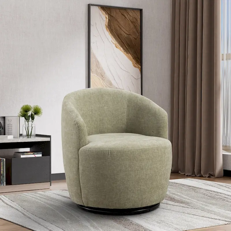 Ouyessir Accent Upholstered Round Velvet 360 Degree Swivel Sofa Chairs