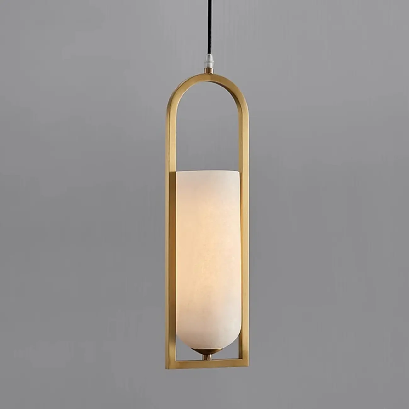 Exquisite Cylinder Gold Alabaster Hanging Pendant Light