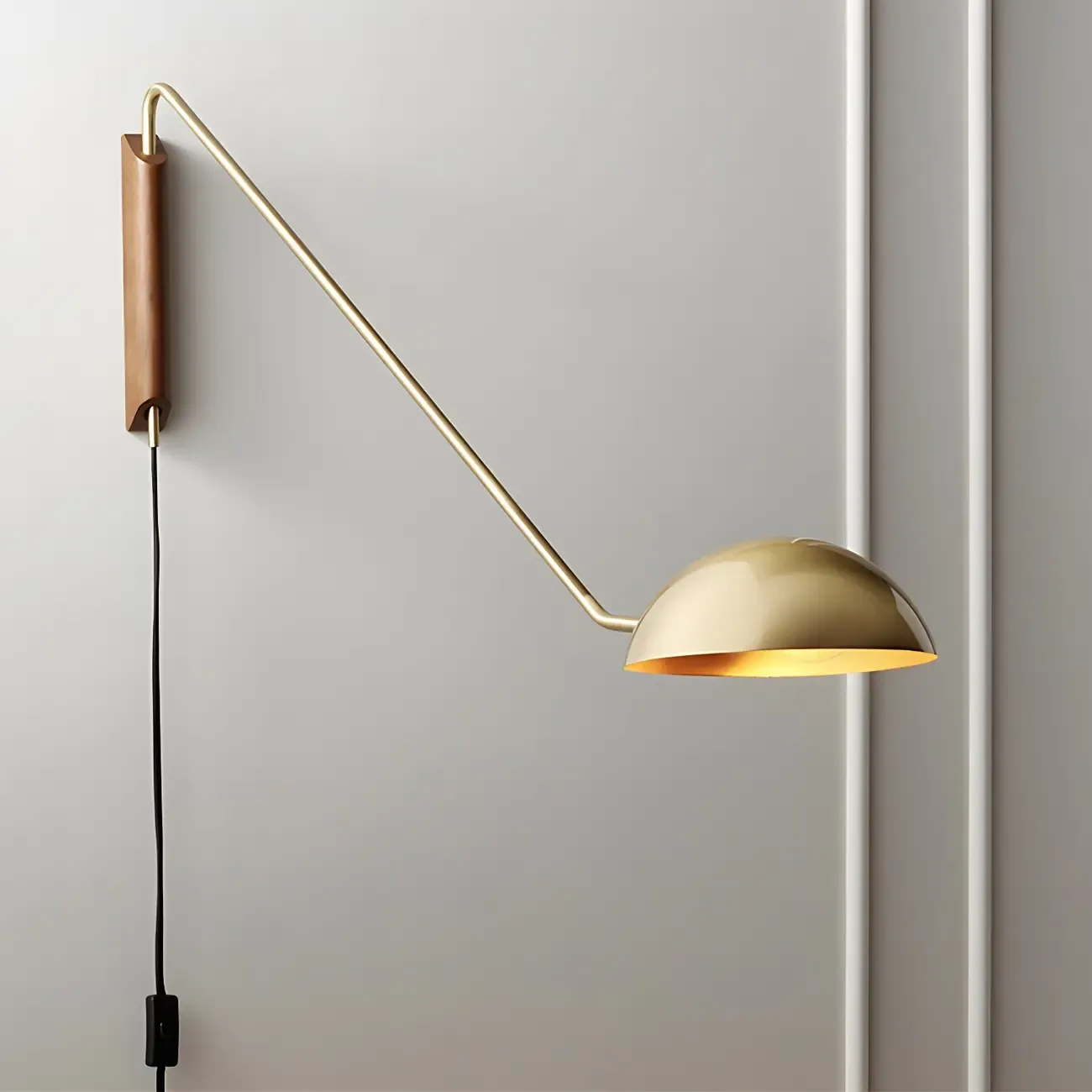 Minimalist Metal Bowl Shade Swing Arm Wall Light