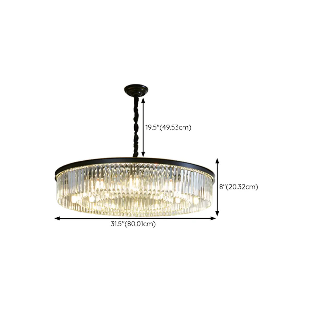 Adjustable Black Round Modern Crystal Chandelier