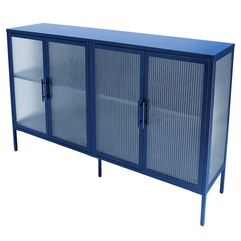 Metal Tempered Glass Cabinet with Adjustable Shelf