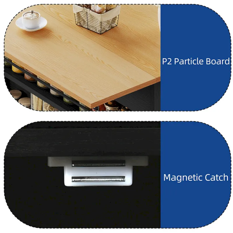 Moasis Kitchen Island Drop Leaf Double Tilt Out Trash Cabinet with Power Outlet & Wheels