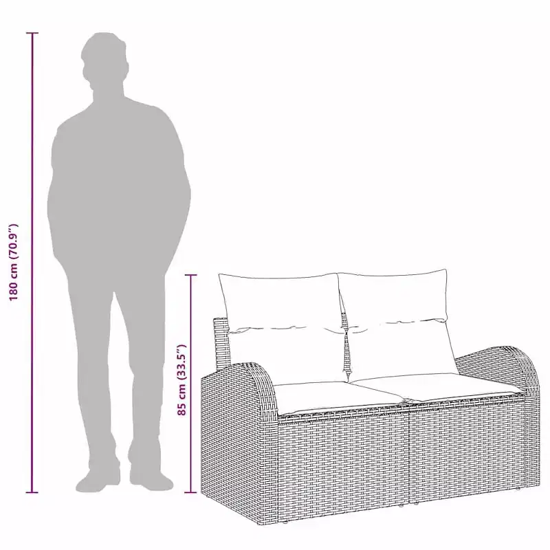 vidaXL Garden Sofa Black 124 x 62 x 85 cm poly rattan