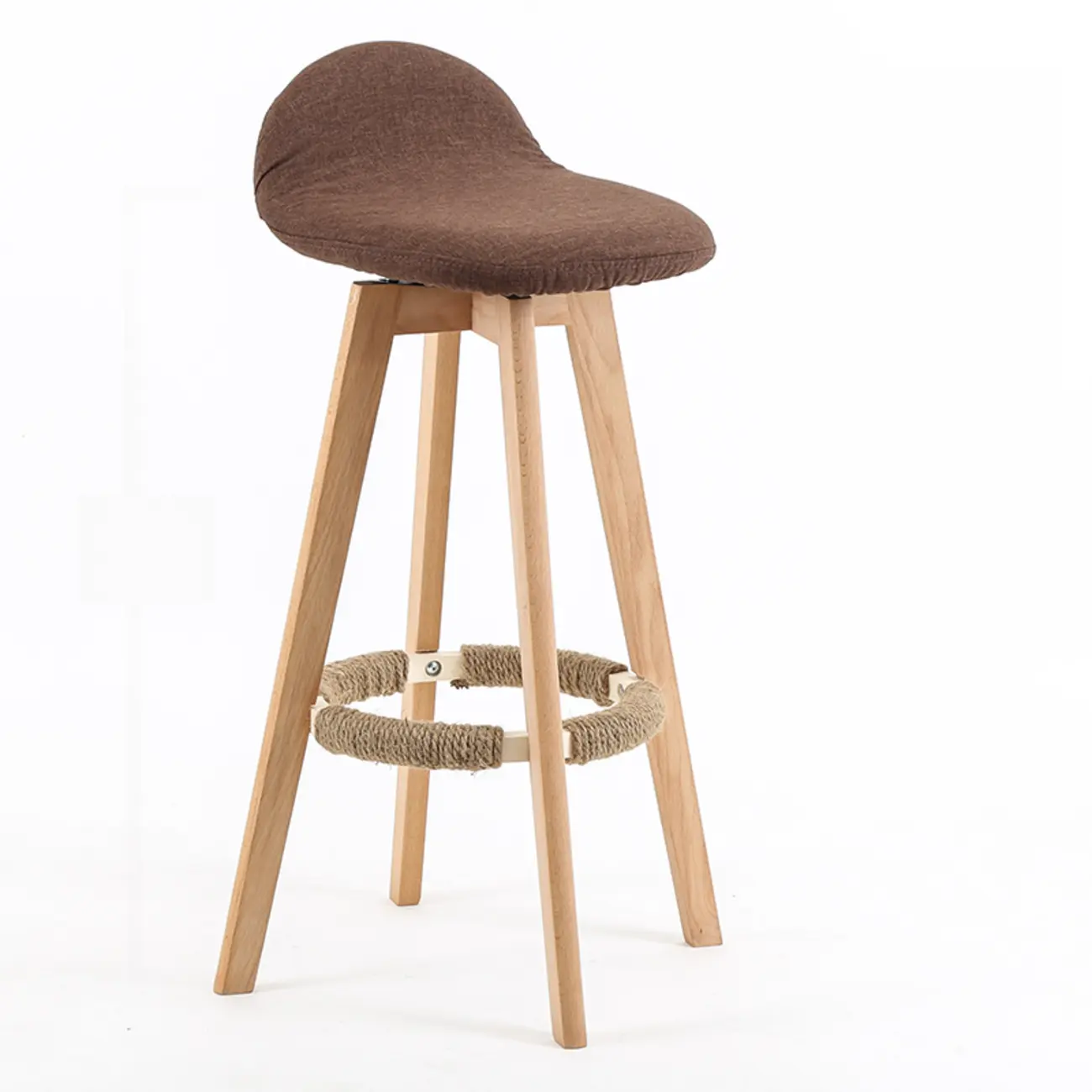 Scandinavian Wood Plush Seat Comfy Design Bar Stool
