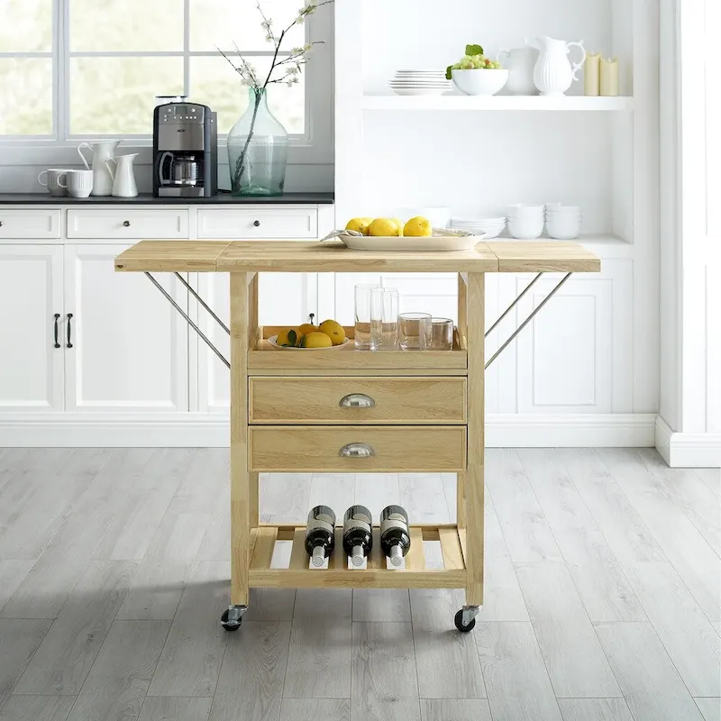 Crosley Bristol Double Drop Leaf Kitchen Cart Natural - 15.13d x 45w x 35.25h