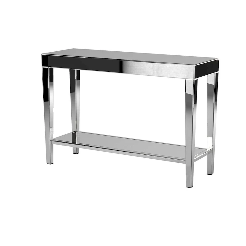 Mirrored Console Table with Bottom Shelf Glam Entryway Living Room
