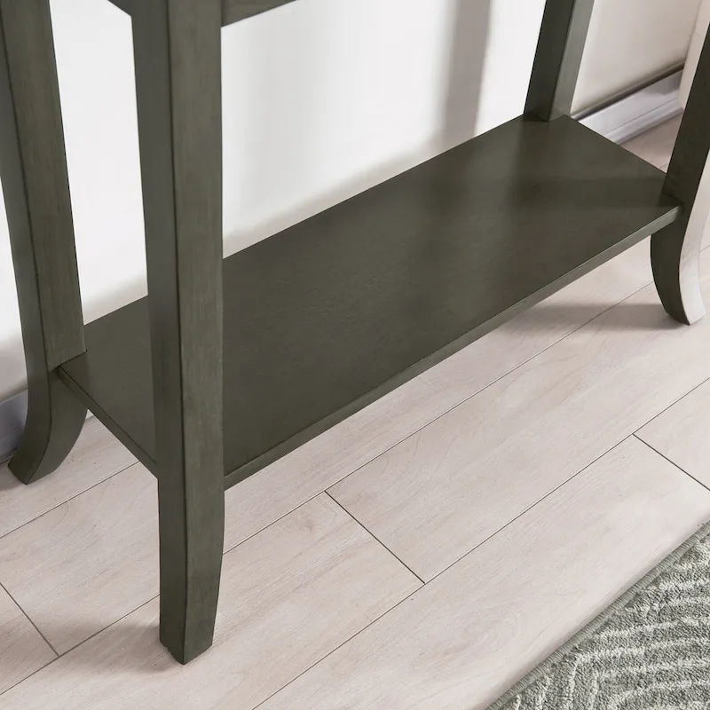 Smoke Gray Traditional Console Hall Stand with Tray Edge and Drawer
