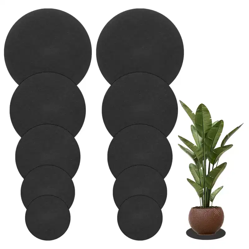 Unique Bargains Multipurpose Use Durable Lightweight Reusable Plant Coasters Round 10 Pcs