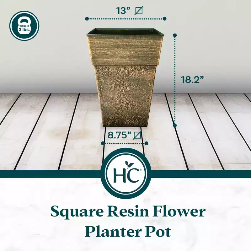 The HC Companies Avino 16 Inch Square Resin Flower Planter Pot