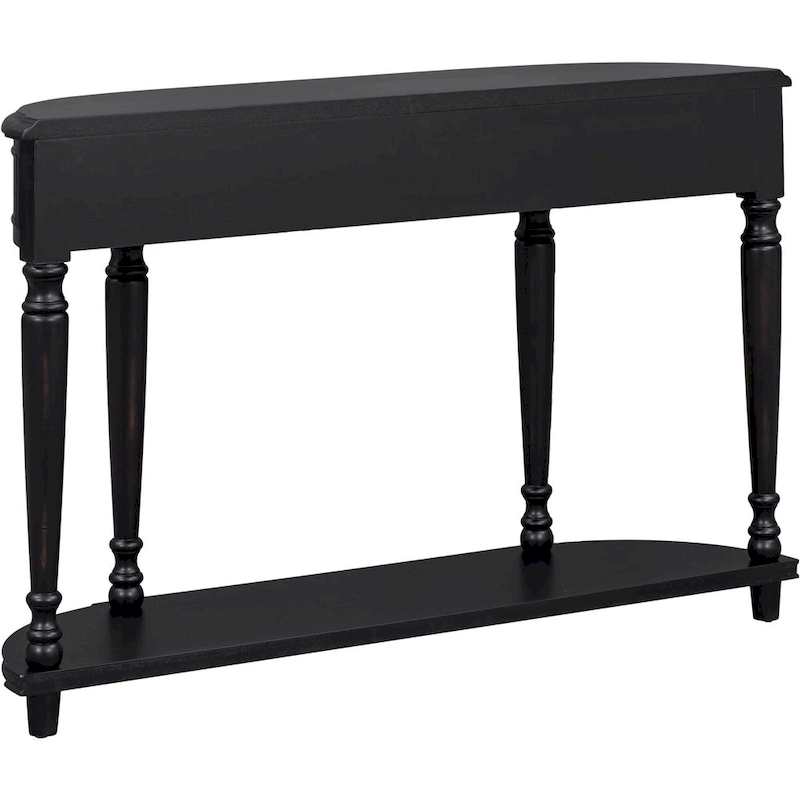 Retro Circular Curved Design Console Table with Open Style Shelf