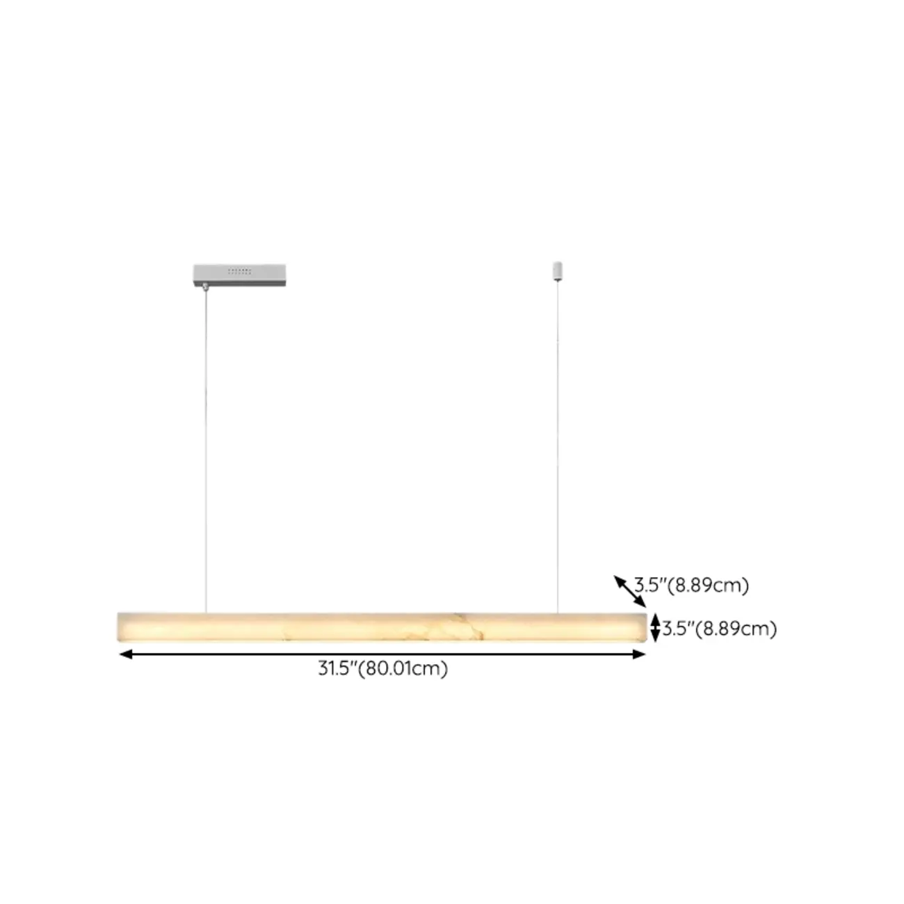 White Rectangle Stone LED Hanging Island Light