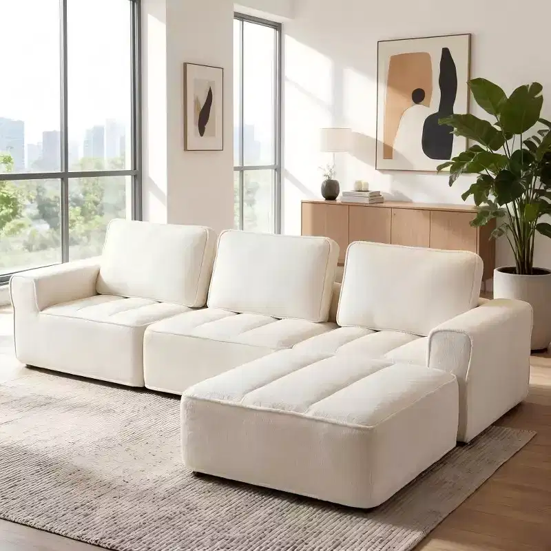 Dyonery lambskin modular compression sofa, which can be flexibly combined and suitable for four people to use, does not require assembly.