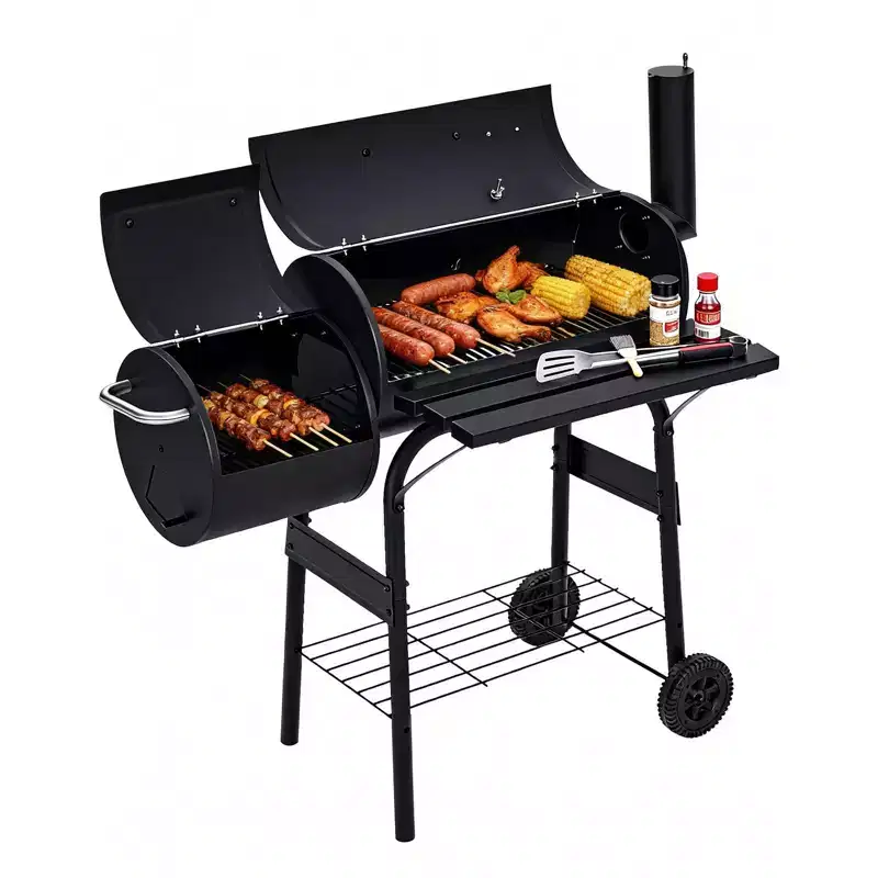 Barbecue Charcoal Grill, Outdoor Barrel Barbecue Grill, Patio Barbecue Grill and Smoker Combination, Suitable for Camping, Dining, Patios, Backyards