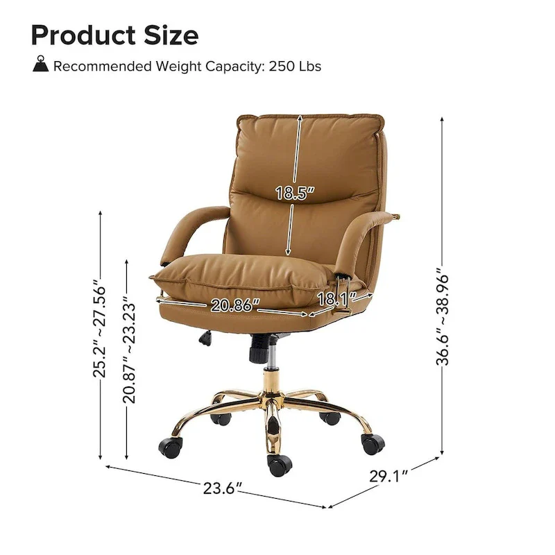 Leona Modern Faux Leather Adjustable Height Tilting Office Chair with Swivel Base by HULALA HOME