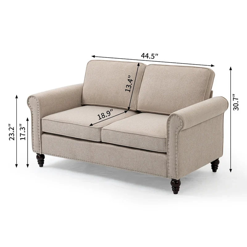 Upholstered Solid Wood Loveseat Sofa - 23.30 x 44.50 x 30.70