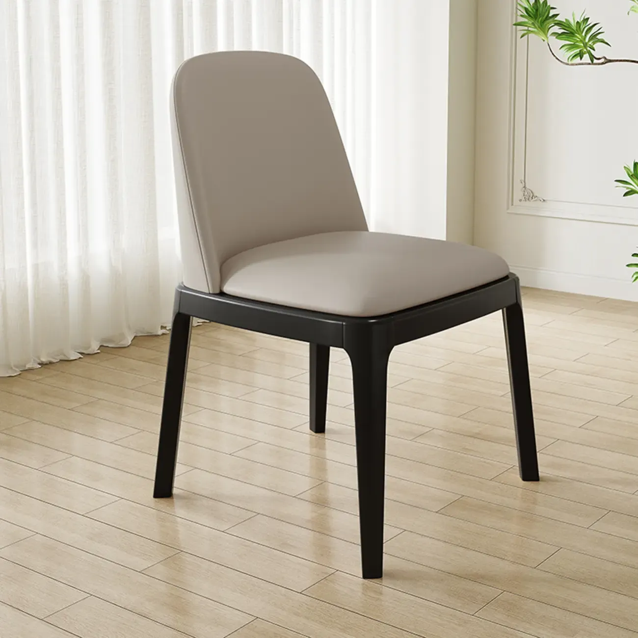 Modern Rubber Wood Upholstered Dining Chair Set of 2