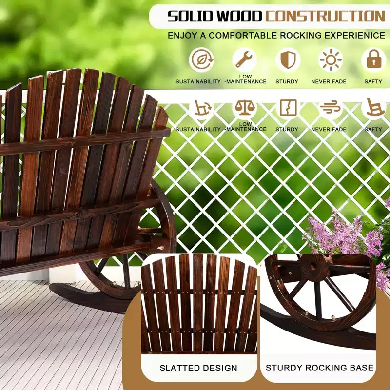 Karl Home | 36-Inch Wagon-Inspired Double-Person Patio Rocking Chair