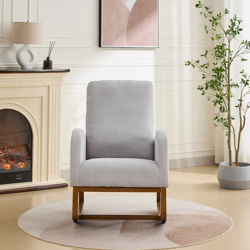 27.2 W Upholstered Rocking Accent Armchair with Side Pocket