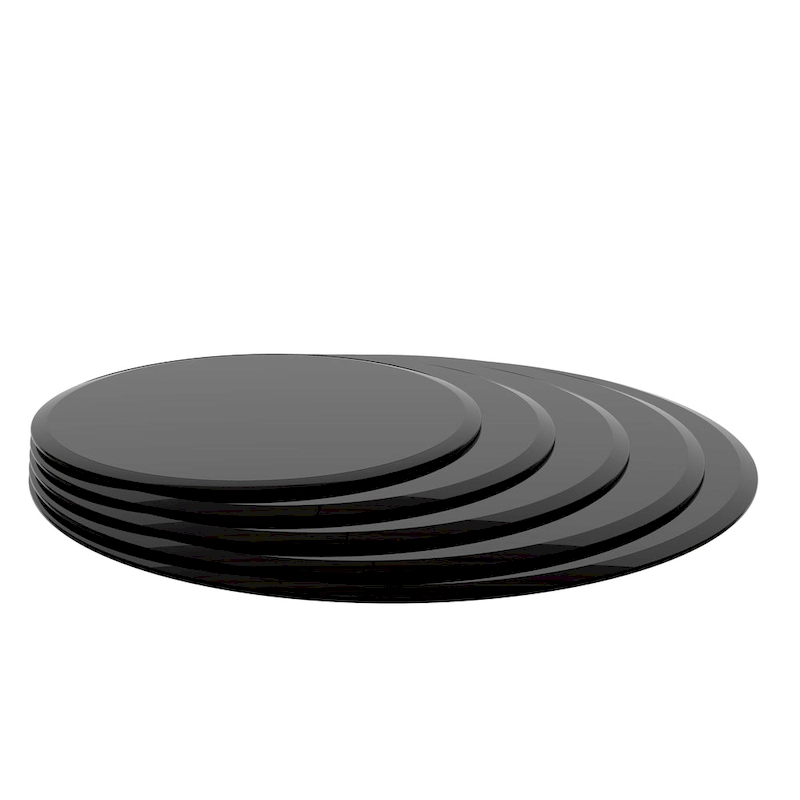 Inch Round Tempered Glass Table Top black Glass Thick Beveled Polished Edge