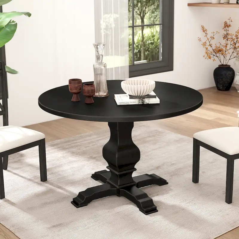 Roundhill Furniture Havre Pedestal Base Round Dining Table - N/A