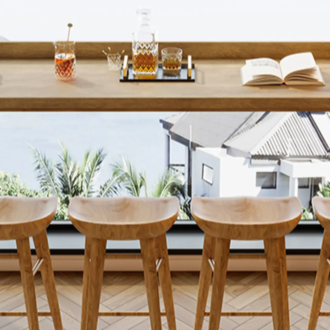 Natural Wood Rectangle Counter Height Bar Table with Rim