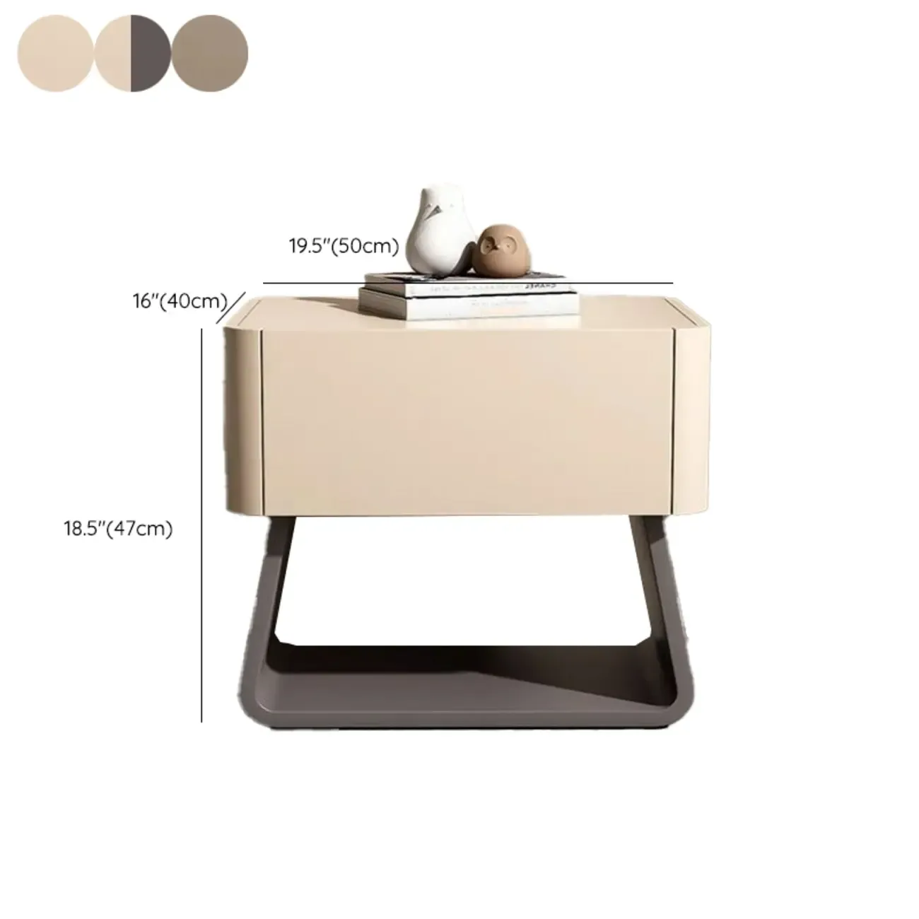 Modern Milky Gray/ White Low Wooden Drawer Nightstand