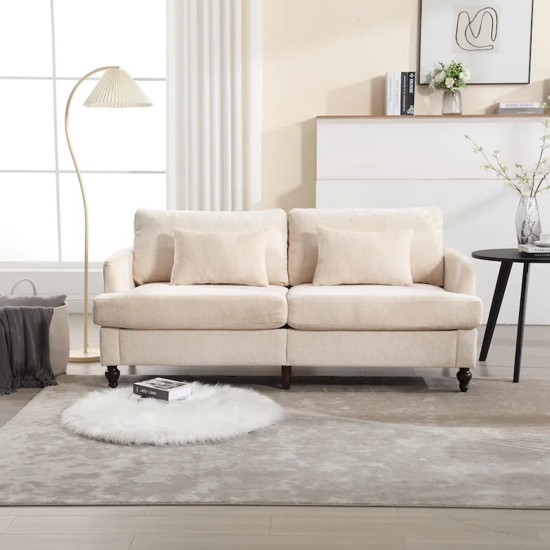Modern Chenille Loveseat – Beige / Black / Gray / Wine Red / Emerald, Seats 2
