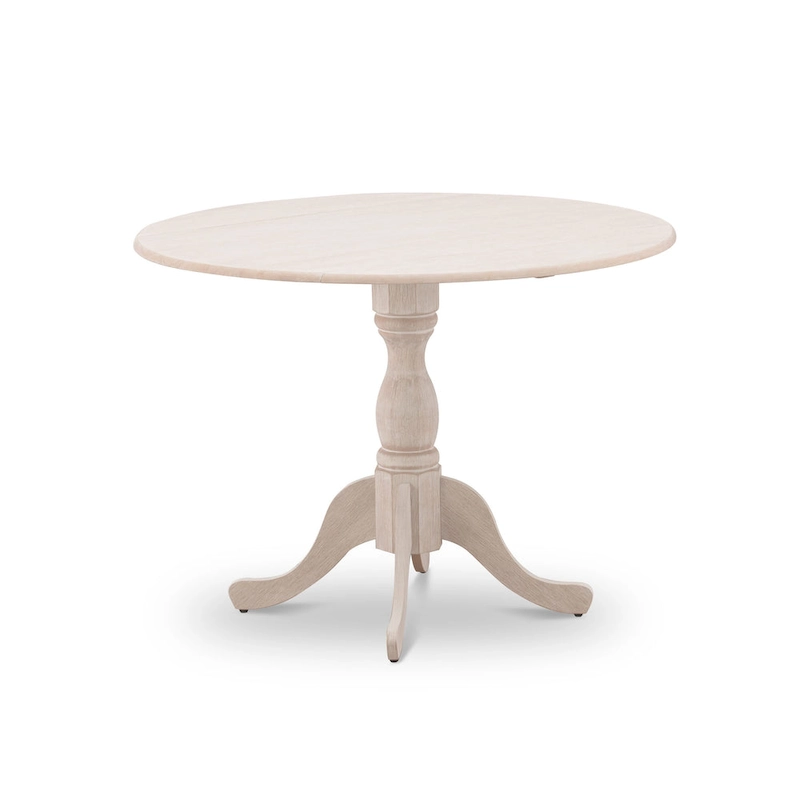 East West Furniture Dublin Modern Kitchen Table - a Round Dining Table Top with Dropleaf & Pedestal Base, (Finish Option)