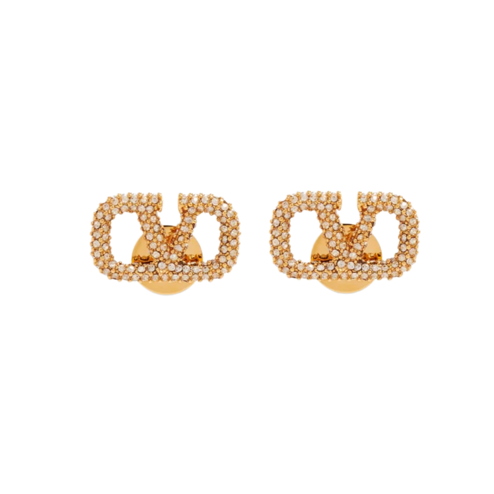 VTE009 vlogo signature earrings in metal and crystals - ccjewelryacc