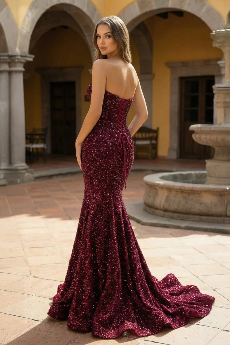 Mermaid Sweetheart Neck Sequins Prom Dress