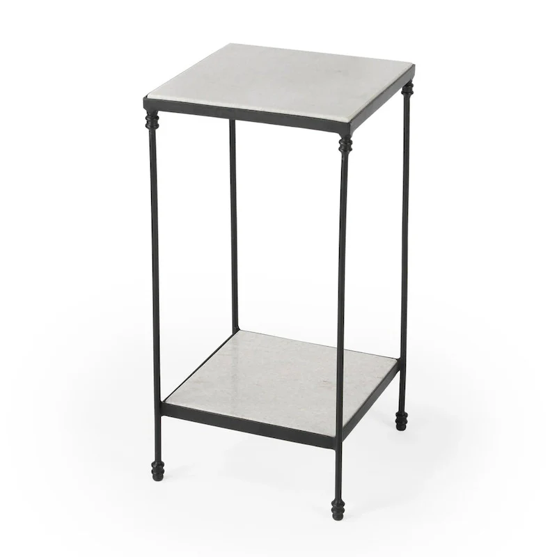 Larkin Outdoor Marble & Iron Side Table