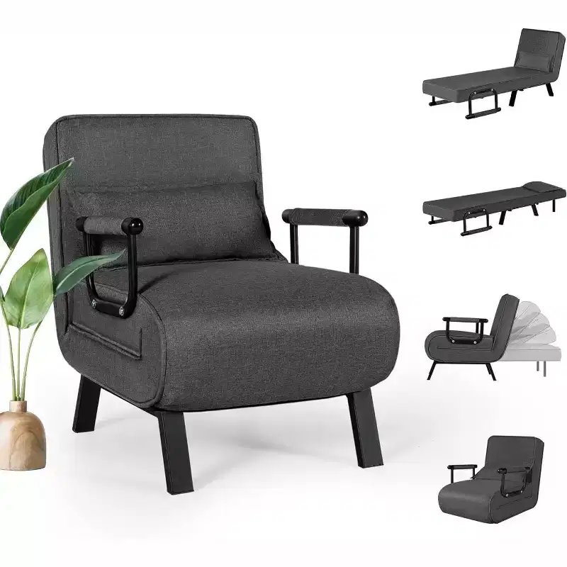 TYBOATLE Convertible Chair Bed Sleeper for Adults with 5-Position Adjustable Backrest & Pillow, Comfy Single Futon Sofa Bed for Apartment, Office